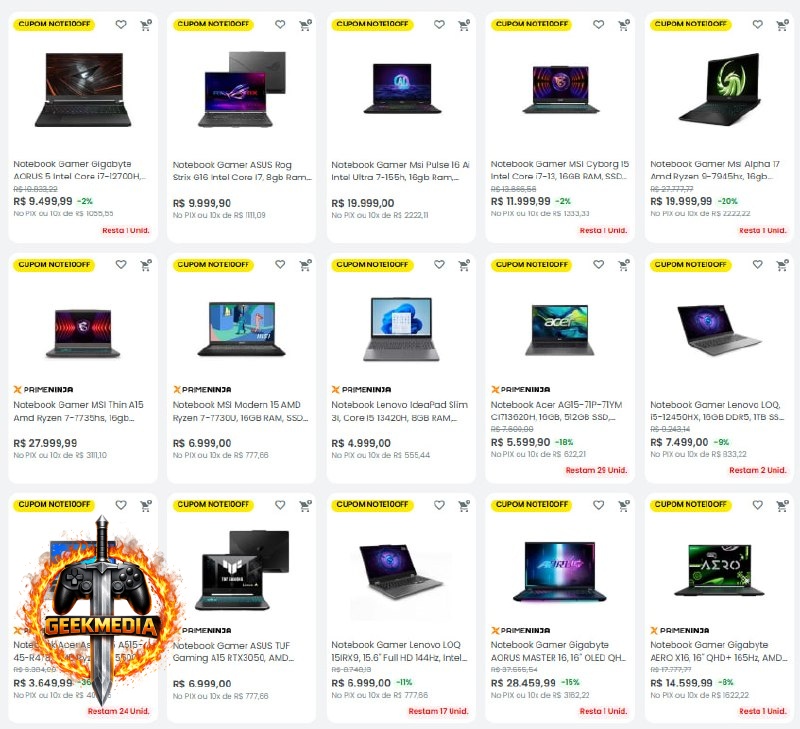 Cupom de Desconto KaBuM para Notebooks