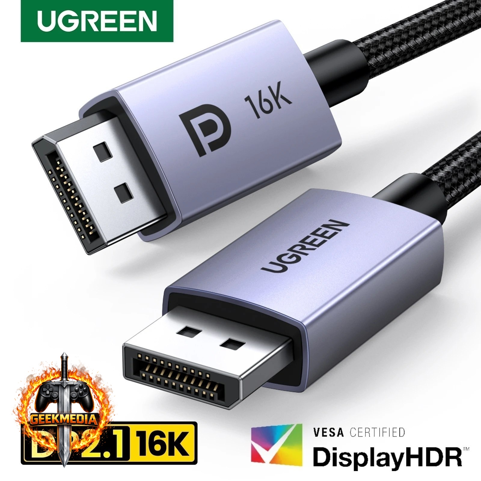 Cabo DisplayPort 2.1 UGREEN 8K 80Gbps 3 Metros