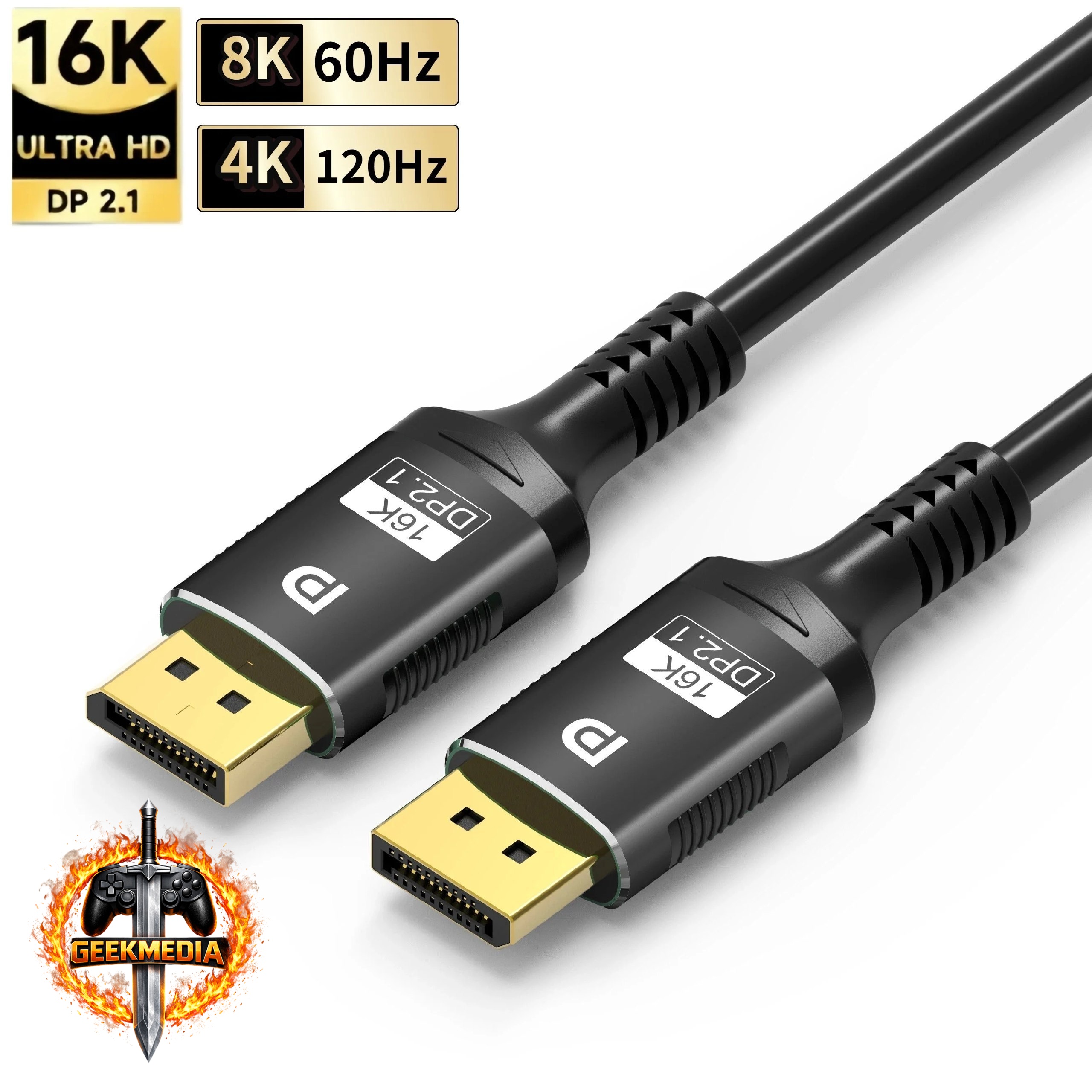 Cabo DisplayPort 2.1 16K 80Gbps HDR 3 Metros