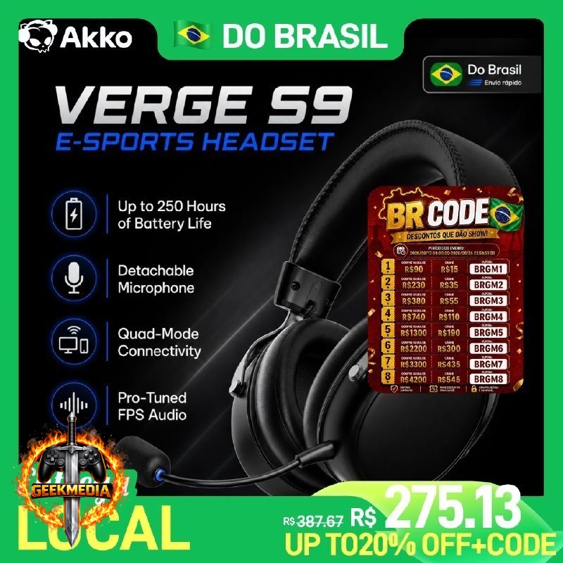Headset AKKO VERGE S9 Ultra com Microfone