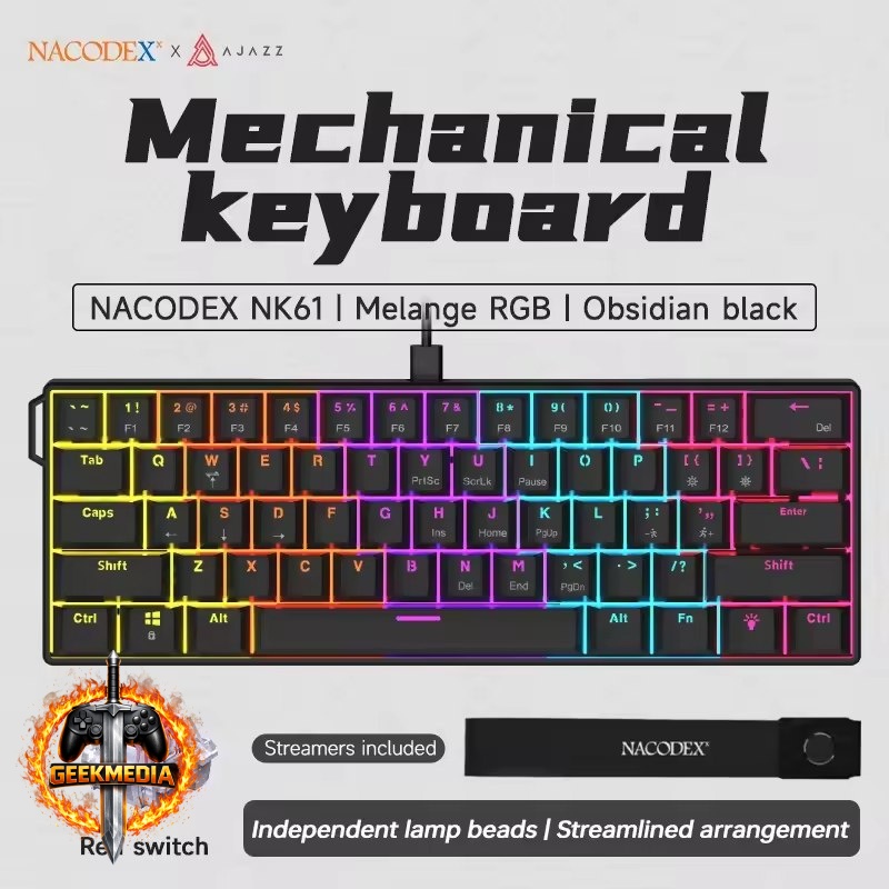 Teclado Mecânico Ajazz Nacodex NK61 Switch Red