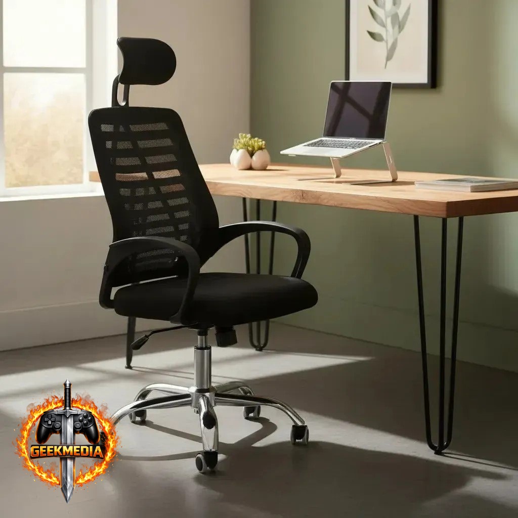 Cadeira Executiva Eike Mesh Zebra Alta Preta Giratória Ergonômica