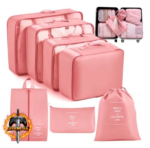 Kit Organizador de Mala com 7 Necessaires Impermeáveis