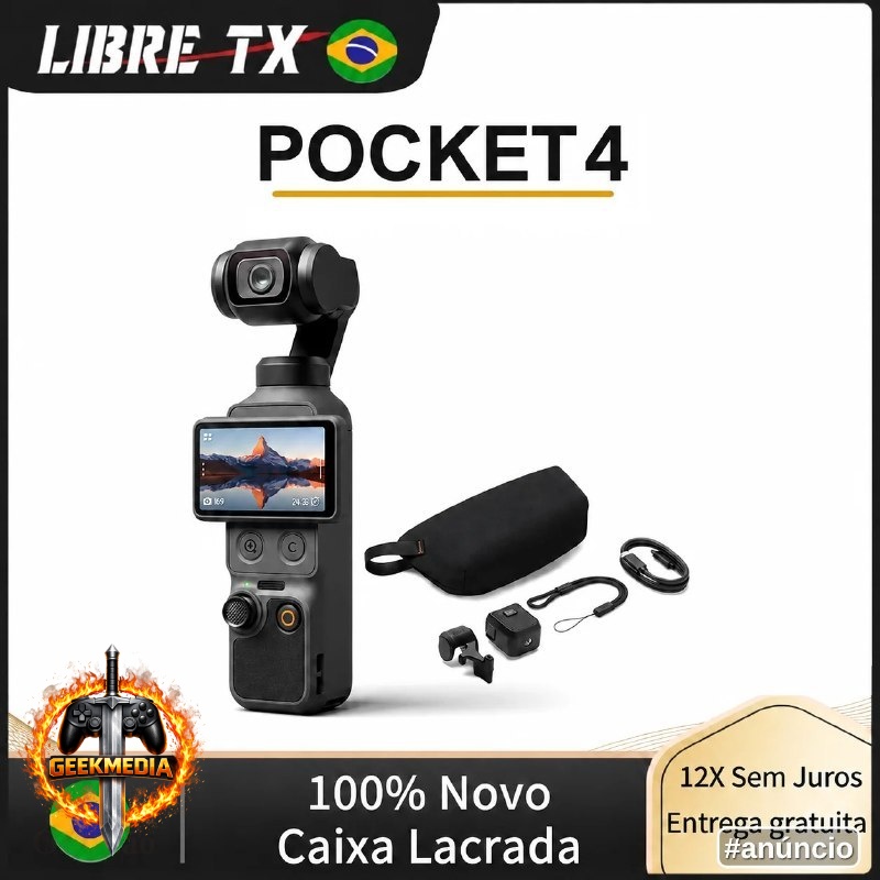 DJI Osmo Pocket 4 Câmera de Ação com Estabilizador