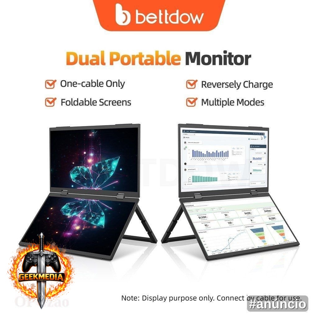 BETTDOW Monitor De Tela Dupla De 15.4 Polegadas Dobrável