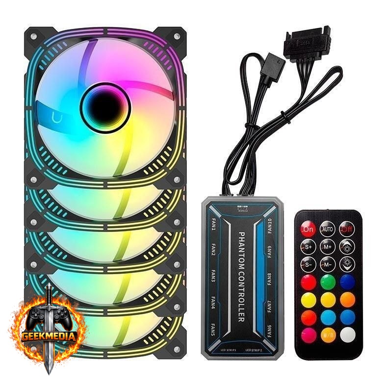 Kit Ventoinha Acegeek Prime 5x120mm ARGB Preto
