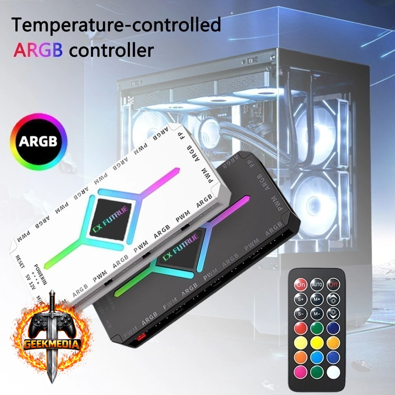 Controladora ARGB 3pin 5v PWM com Controle (3 unidades)