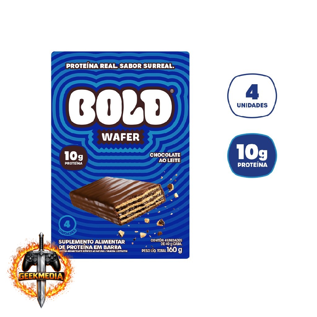 BOLD Wafer Chocolate ao Leite 40g Kit 4 Unidades