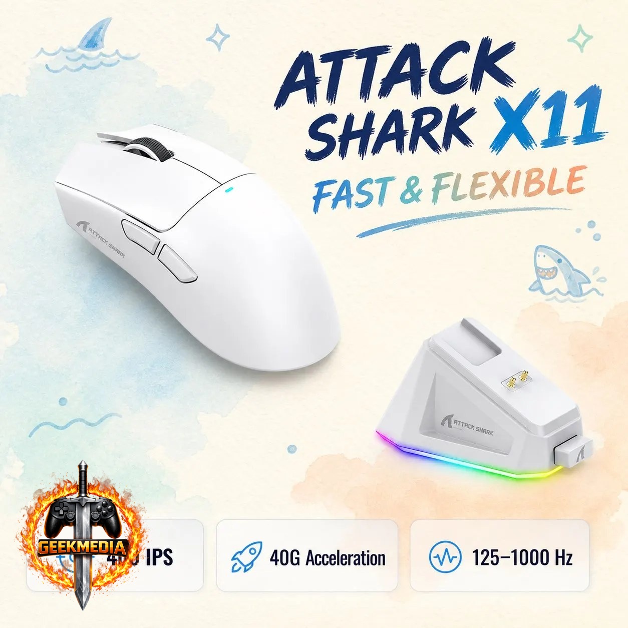 Mouse Sem Fio Attack Shark X11 com Sensor Paw3311