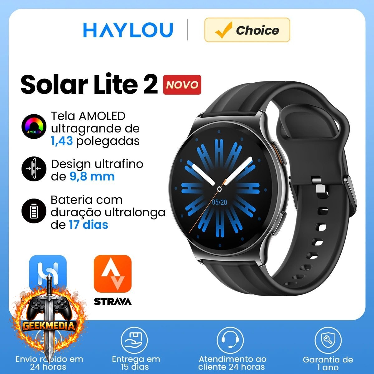 Smartwatch Haylou Solar Lite 2 AMOLED 1.43''