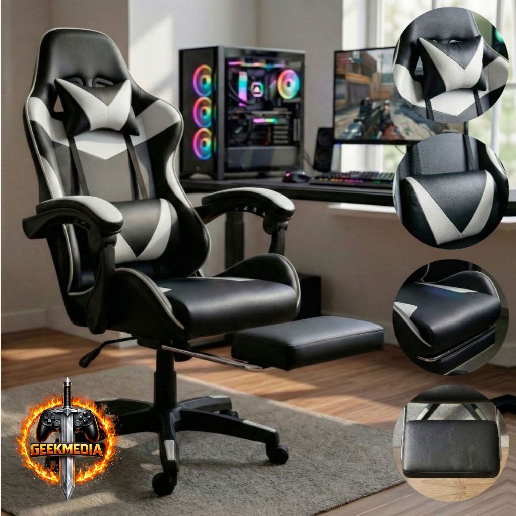 Cadeira Gamer Profissional Ergonômica Reclinável com Apoio para Pés