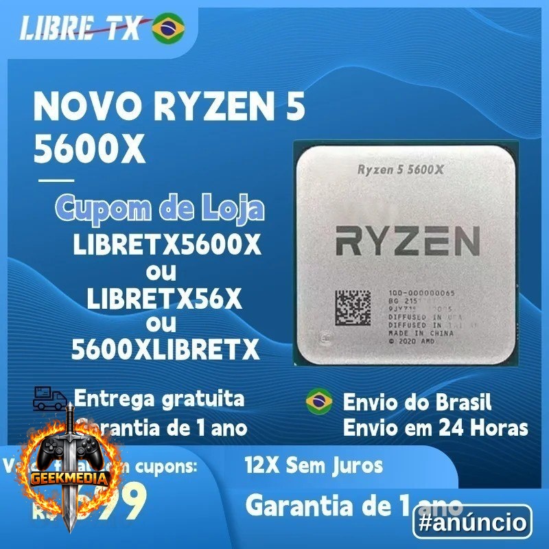 Processador AMD Ryzen 5 5600X AM4 DDR4