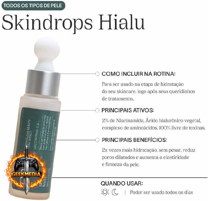 Sérum Facial de Hidratação Profunda Skindrops Hialu