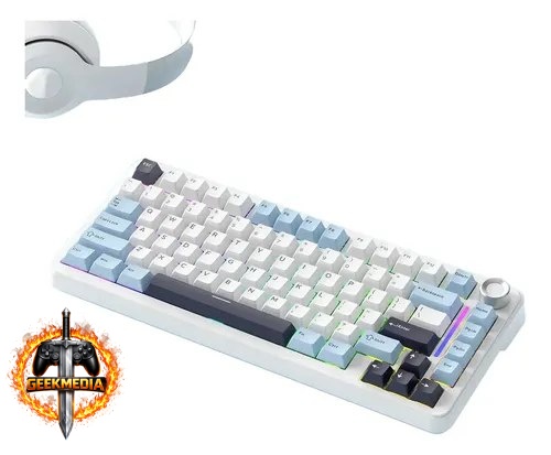 Teclado Mecânico FreeWolf F75 Sem Fio 75% RGB