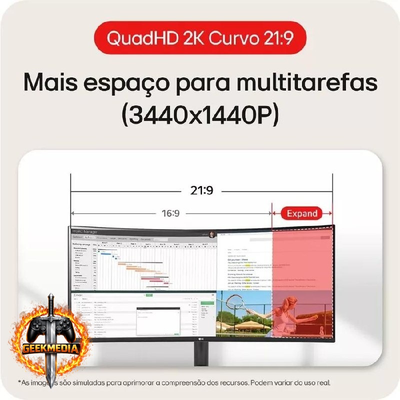 Monitor LG UltraWide Curvo 34" QuadHD 2K 100Hz