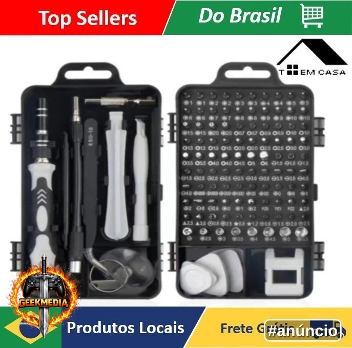 Kit Ferramentas 115 Peças Jogo Mini Chaves Precisão Multiuso