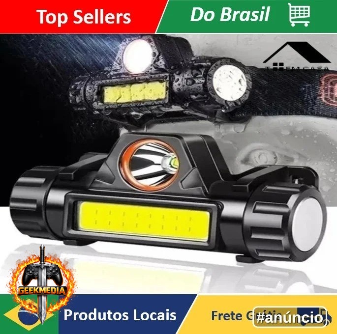 Lanterna de Cabeça LED COB Alta Potência