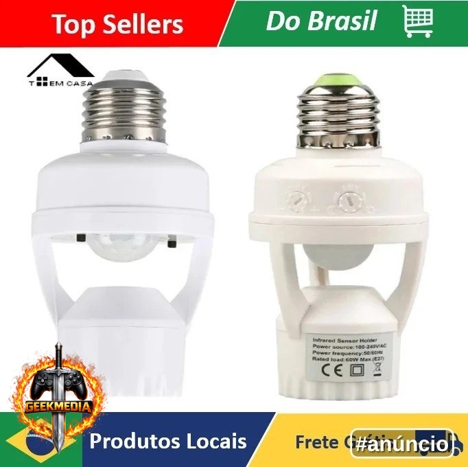 Sensor de Movimento para Lâmpada Soquete E27 Bivolt