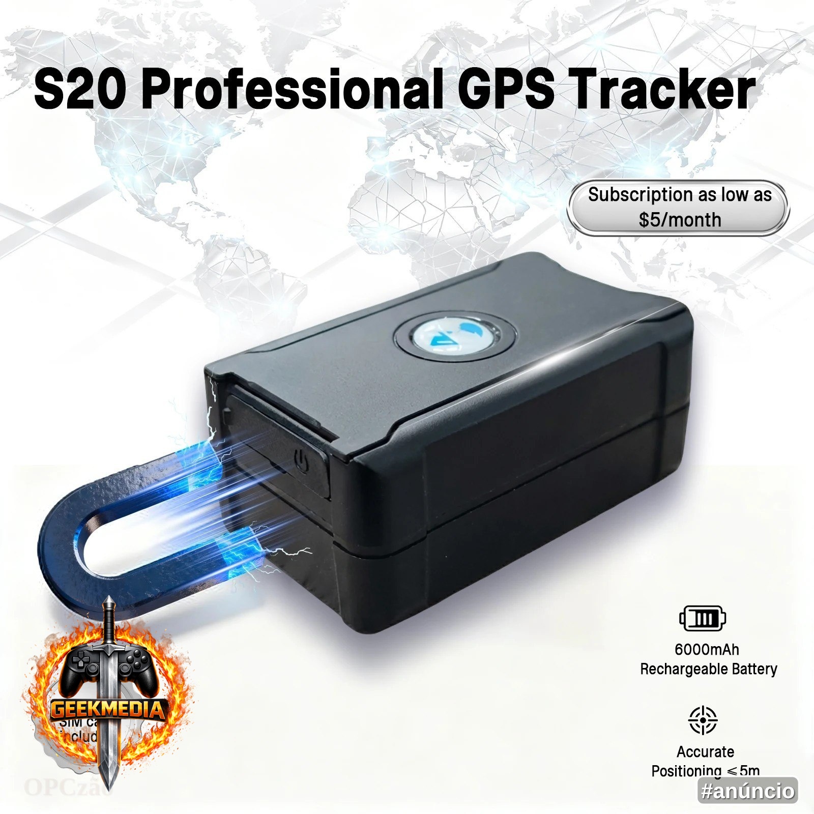 Rastreador GPS 4G2G 6000mAh