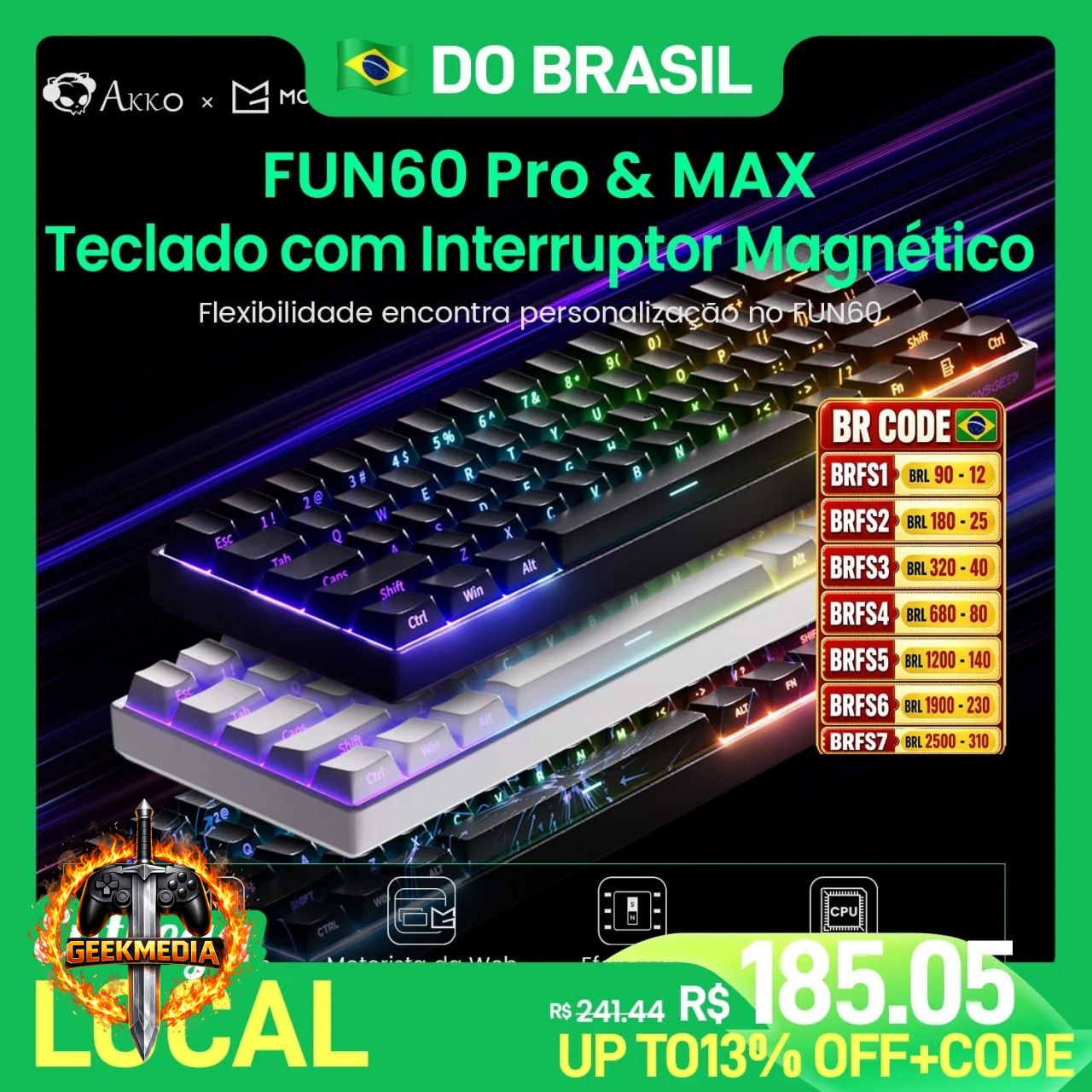 Teclado Magnético MonsGeek AKKO Fun60
