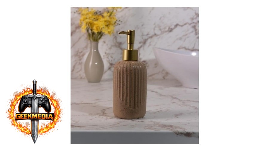 Porta Sabonete Líquido Noble 350ml Marrom Cerâmica Lyor