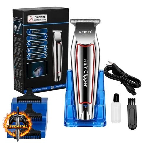Máquina de Acabamento Kemei 032 Prateado Bivolt
