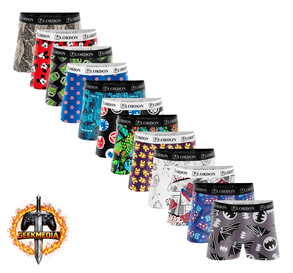Kit 10 Cuecas Boxer Masculinas Infantil e Juvenil