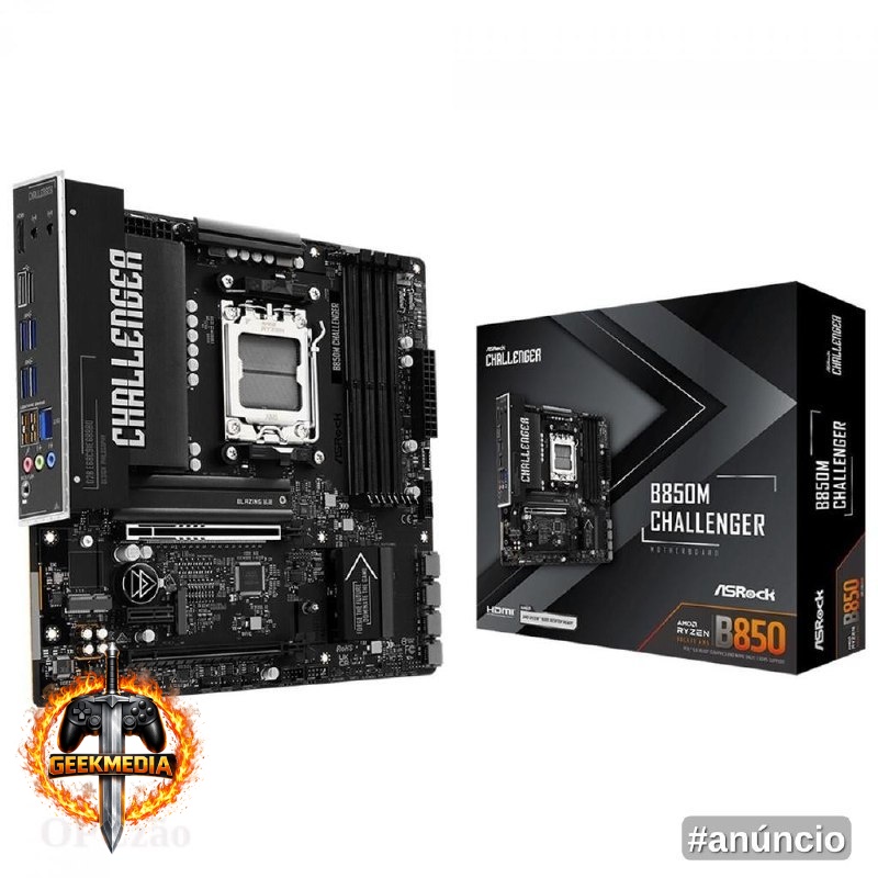 Placa Mãe ASRock B850M Challenger, AMD AM5, mATX, DDR5