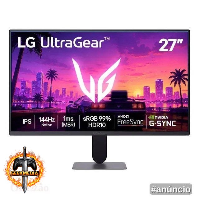 Monitor LG Ultragear 27" 144Hz 1ms (27G411B) Preto