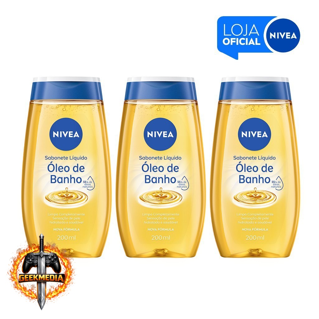 Kit 3x Nivea Sabonete Líquido Óleo de Banho 200ml