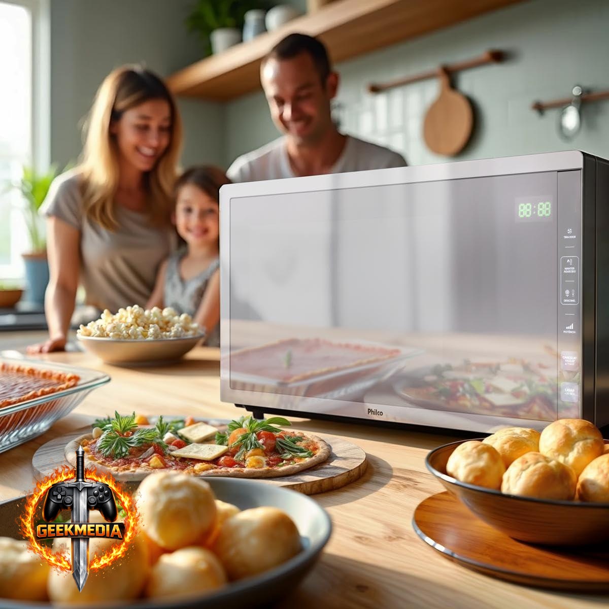 Micro-ondas Philco 33L Preto Acabamento Inox PMO38T 127V