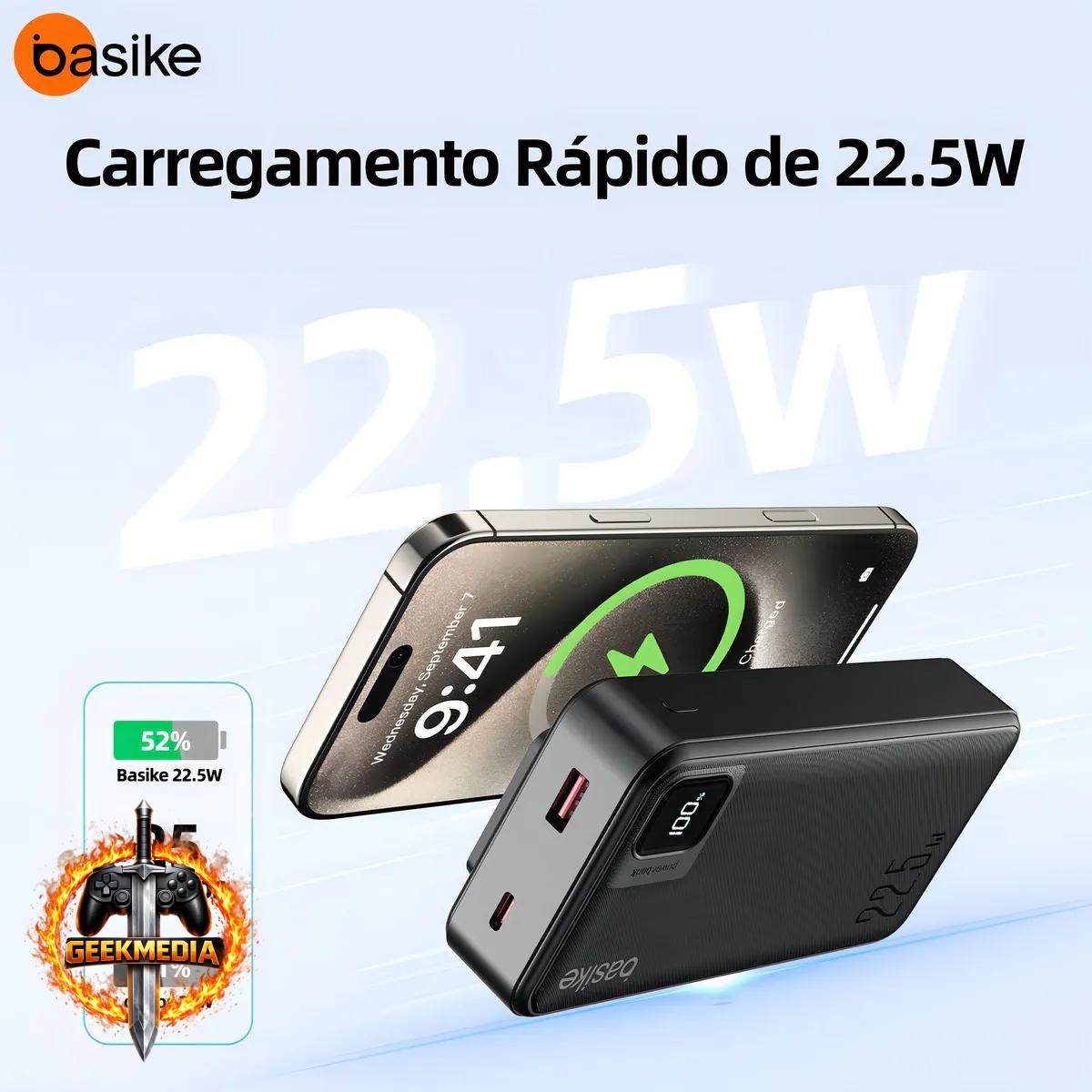 Power Bank Basike 20000mAh Preto