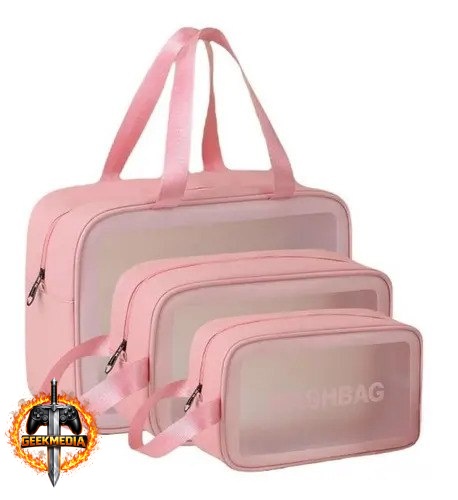 Necessaire Sem Gênero Washbag Kit Necessaires Rosa Liso