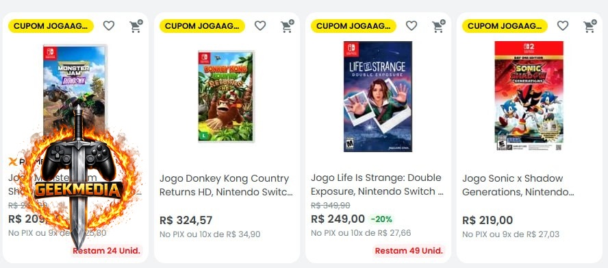 Jogos Selecionados com 40% OFF (Cupom JOGAAGORA)