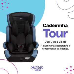 Cadeirinha Cosco Kids, Tour, 9 a 36 Kg, Preto e Azul