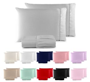 Jogo De Lençol 400 Fios Ponto Palito Cama Queen