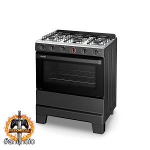 Fogão 5 Bocas Esmaltec F5iab5121 Super Mesa Aço Inox Preto Bivolt