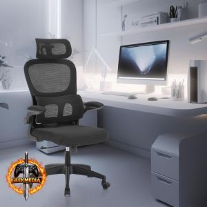 Cadeira de Escritório Ergonômica Preta com Suporte Lombar e Encosto Ajustável
