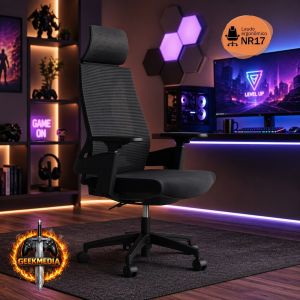 Cadeira de Escritório Presidente Ergonômica Giratória Modelo Toledo Preta NR17