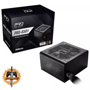 Fonte ASRock Pro 650W 80 Plus Bronze ATX 3.1 PFC Ativo - Preto PRO-650B