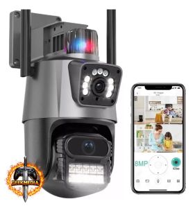 Câmera de Segurança WiFi IP Lente Dupla 3MP Externa 360 Cinza
