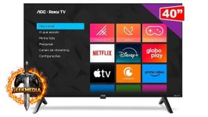 Smart TV LED AOC 40 Polegadas Full HD Roku 40S5045/78 Wi-Fi HDMI Preta