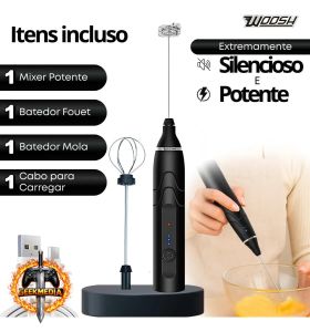 Mixer Elétrico Portátil 2 em 1 Recarregável Woosh