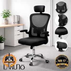 Cadeira Ergonômica com Apoio Lombar, Braços Ajustáveis e Encosto Mesh - Laruno
