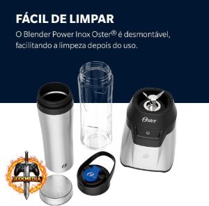 Blender Oster Power Inox 220V com 2 Jarras To Go