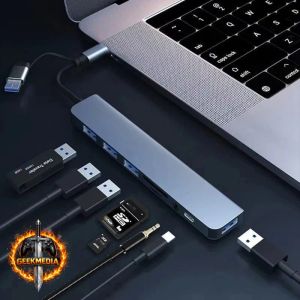 Hub USB Type C 8 Em 1 Com Leitor De Cartão Divisor 3.0 2.0 Sd Tf Docking Station