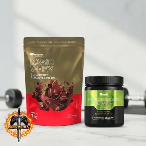 Kit Growth Whey Protein Basic Chocolate 1kg  Creatina 250g