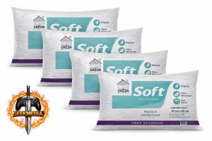 Kit 4 Travesseiros Soft Antialérgico Fibra Siliconada Arte & Cazza