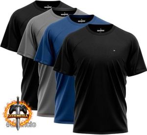 Kit 4 Camisas Dry-fit Sandrini Masculina Academia Treino UV