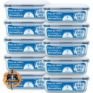Kit 10 Potes Vidro Hermético Aristus 640ml